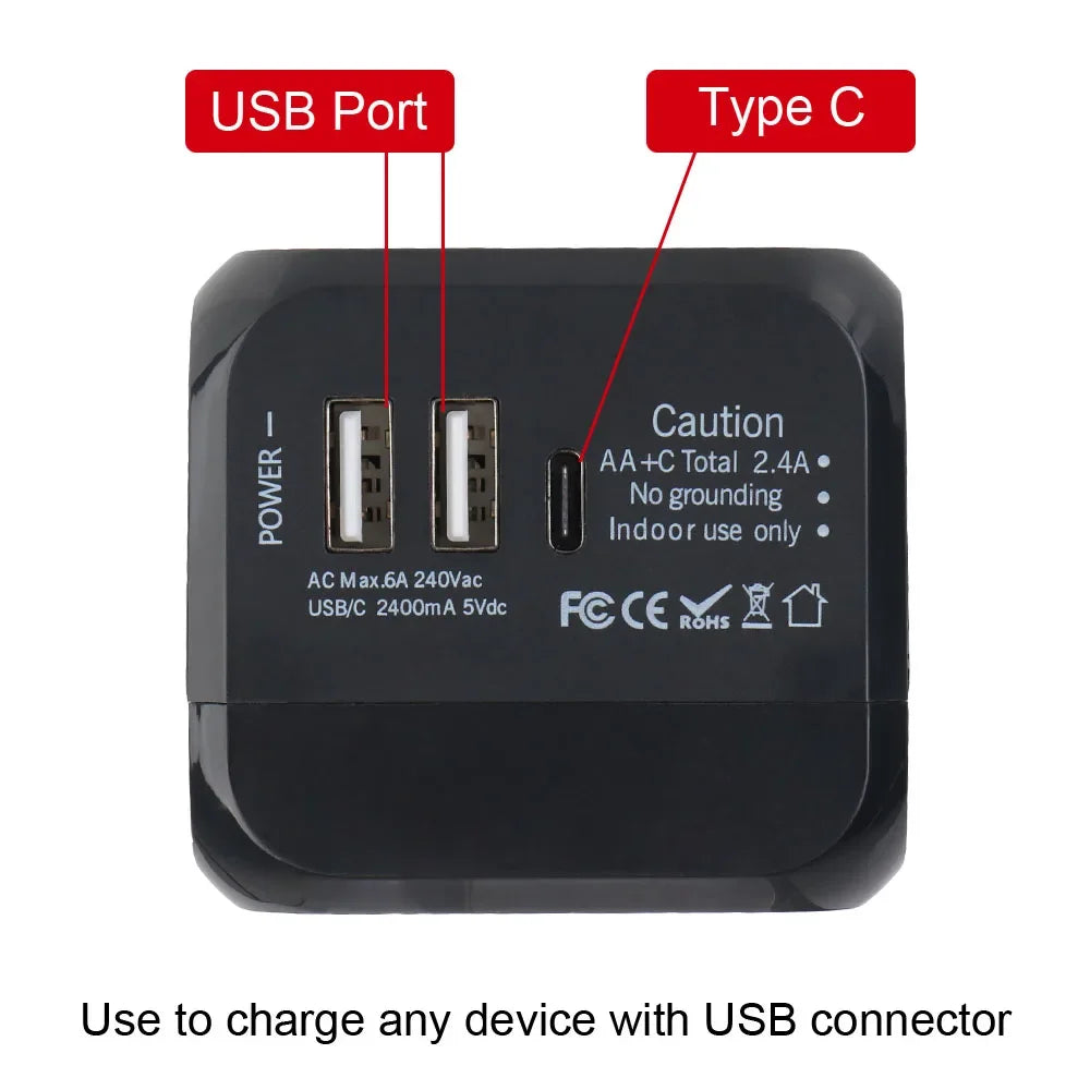 Universal Travel Adapter with USB & USB-C