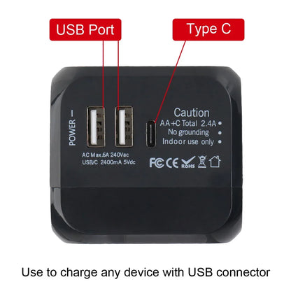 Universal Travel Adapter with USB & USB-C