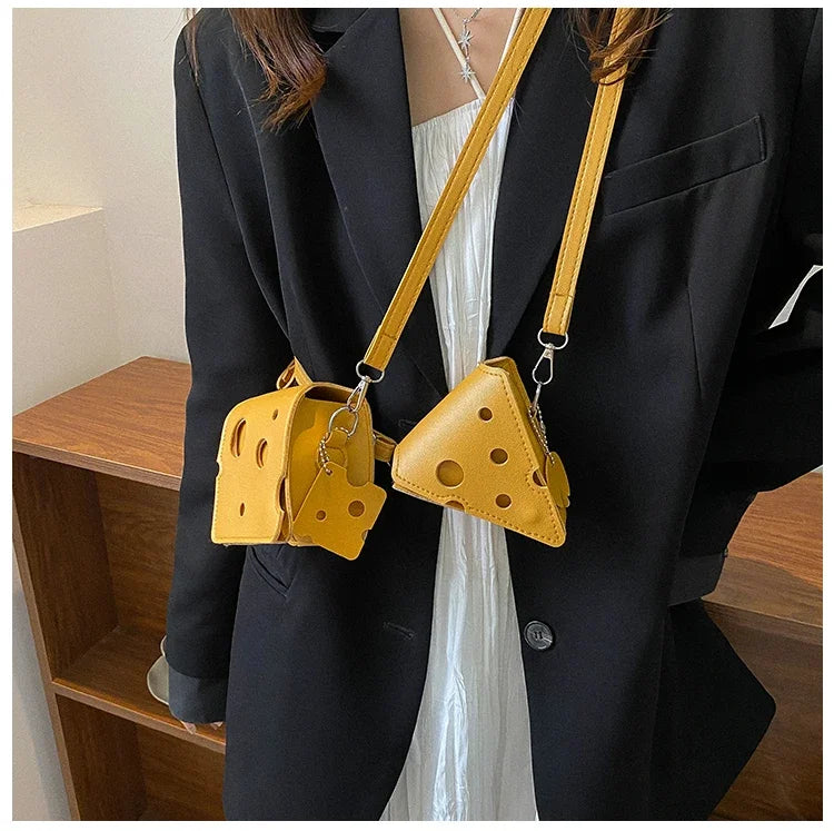 Cheese-Shaped Mini Crossbody Bag for Women