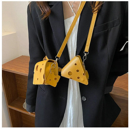Cheese-Shaped Mini Crossbody Bag for Women