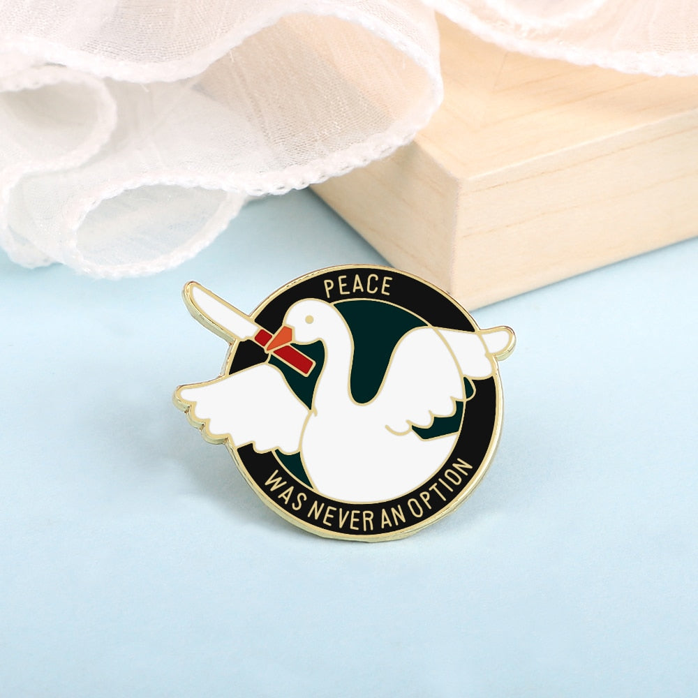 Funny White Goose Brooches Shirt Lapel Pin