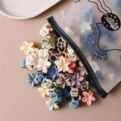 Flower Frosted Hair Claw Clips Set