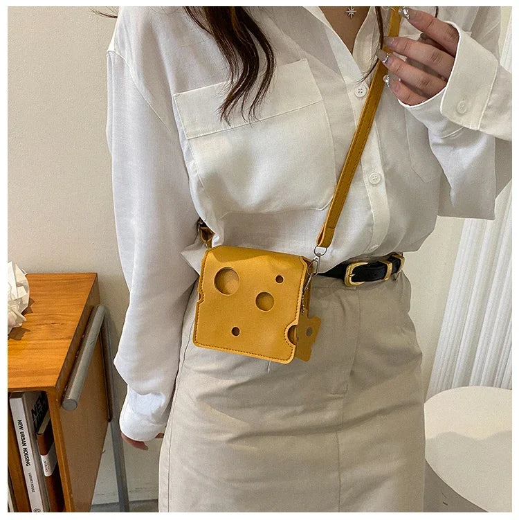 Cheese-Shaped Mini Crossbody Bag for Women
