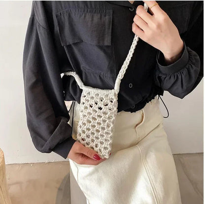 Women’s Woven Crochet Crossbody Phone Bag
