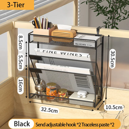 Mesh Desk File Organizer, 5-Tier Vertical Document Tray with Wall Mount Option