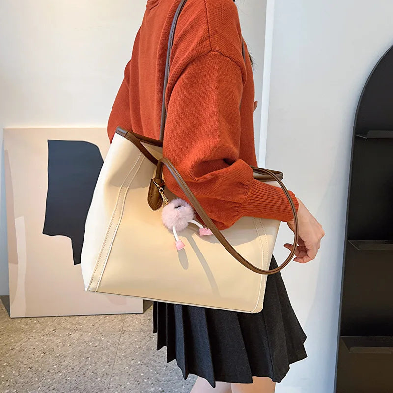Solid Color Casual Tote Purse for Daily Use