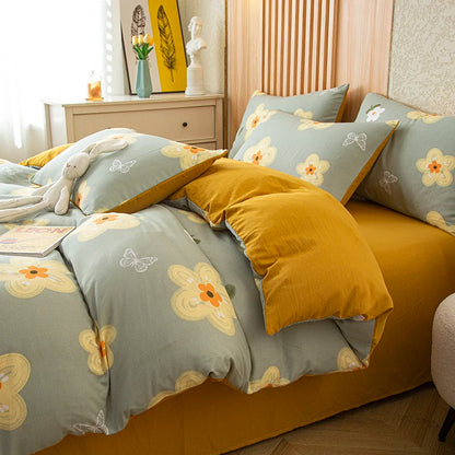 Flower Printed Washed Cotton Duvet Cover