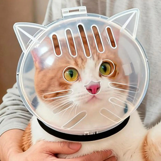 Transparent Cat Grooming Muzzle Helmet