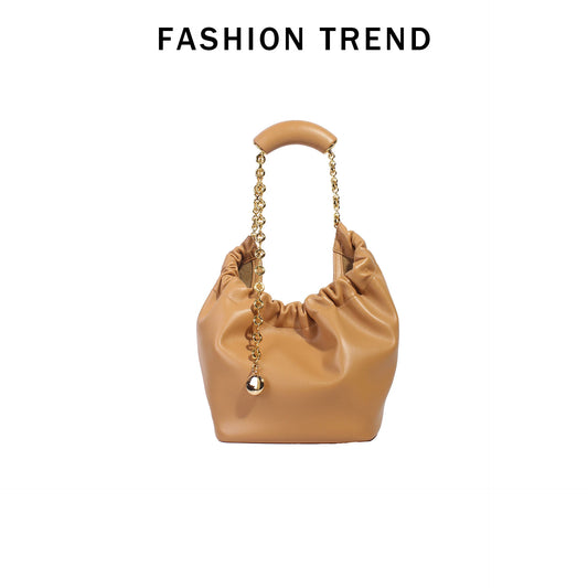 Genuine Leather Cloud Bucket Shoulder Bag