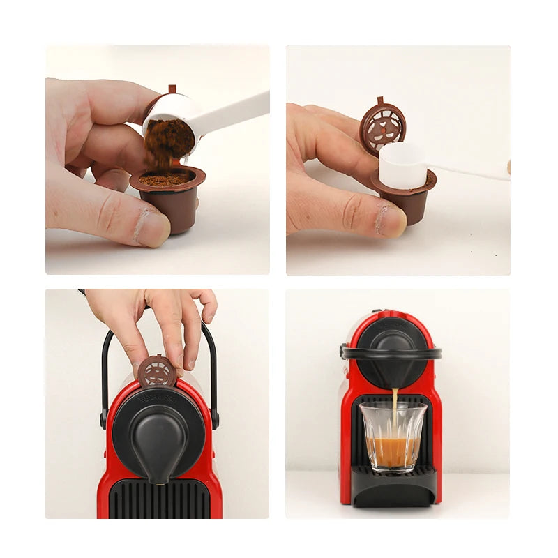 Refillable Nespresso-Compatible Coffee Pods with Reusable Filters & Accessories