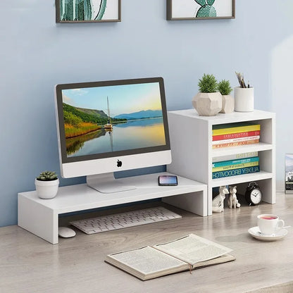 Wooden Monitor Stand with Storage Shelf