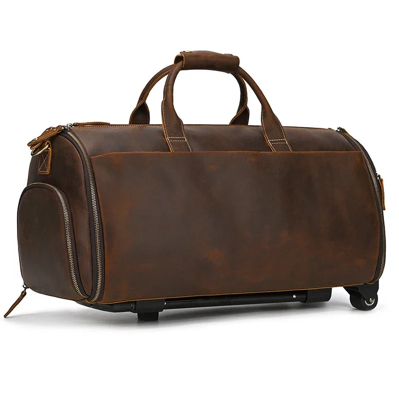 Crazy Horse Leather Travel Bag for Suits