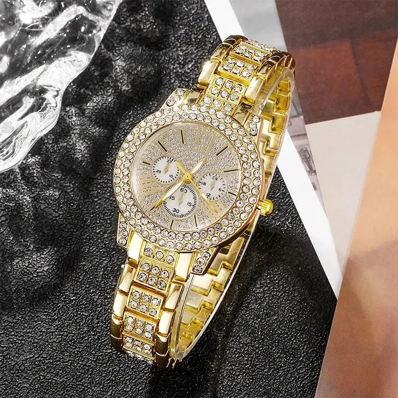 Women’s Rhinestone Quartz Watch Jewelry Set