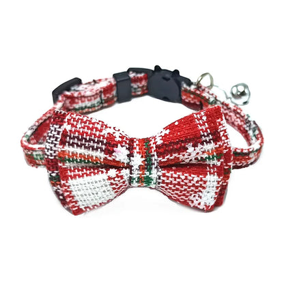 Plaid Cat Collar with Bow Tie & Bell – Adjustable Breakaway Pet Collar
