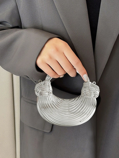 Gold Acrylic Minaudiere Evening Clutch with Chain Strap