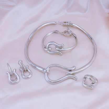 Wedding Jewelry Set – Choker Necklace, Earrings, Bracelet & Ring