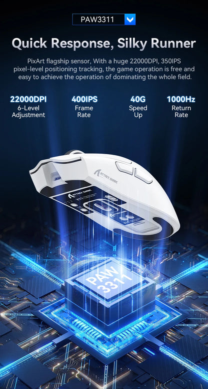 Ultra-Light RGB Gaming Mouse with PAW3311 Sensor & Magnetic Charging