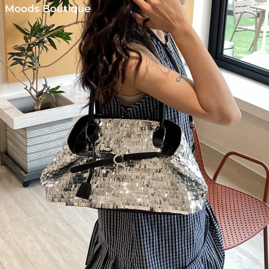 Sequined Underarm Shoulder Tote Bag