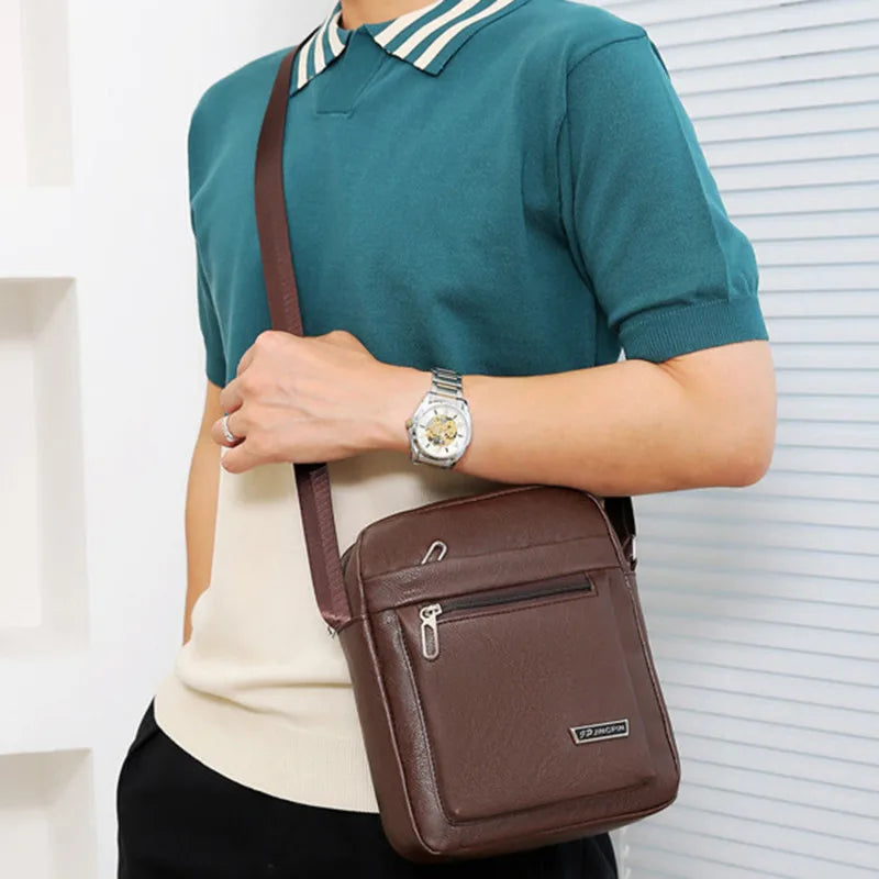 Men's Genuine Leather Crossbody Shoulder Bag