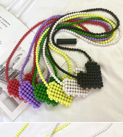 Mini Heart Beaded Crossbody Bag