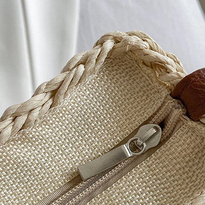 Handmade Half Moon Straw Crossbody Bag