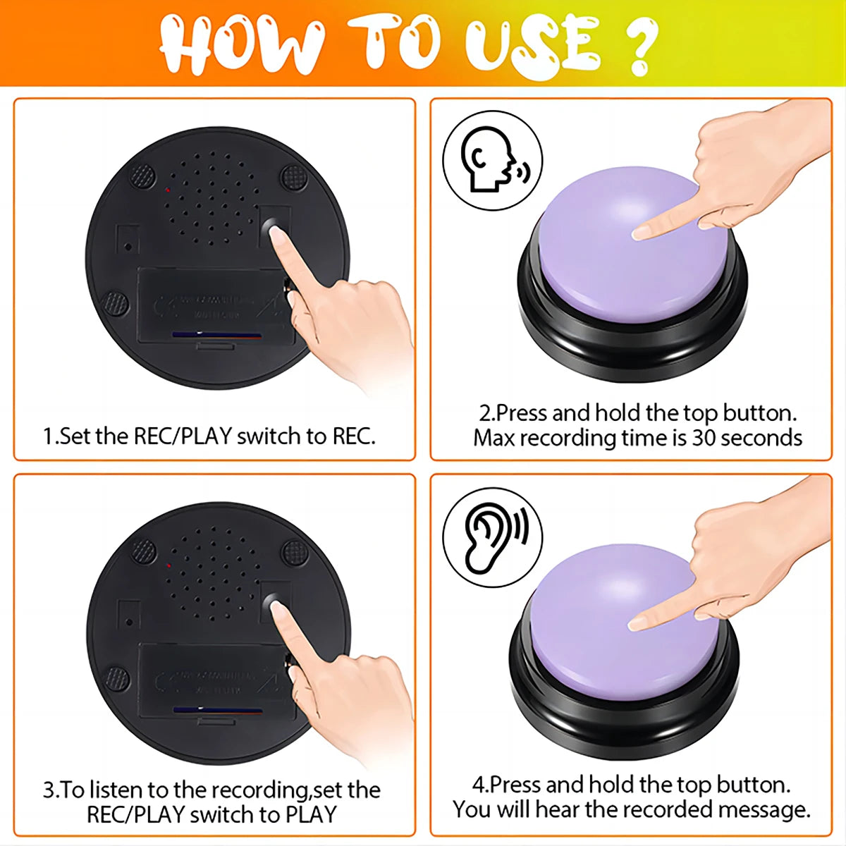 Recordable Pet Training Buttons