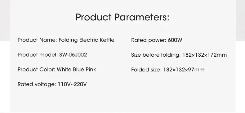Mini Foldable 600ml Electric Kettle