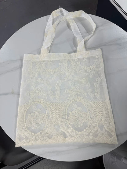 Lace Embroidered Organza Tote Bag