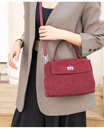 Women’s Suede Leather Flap Shoulder & Crossbody Bag