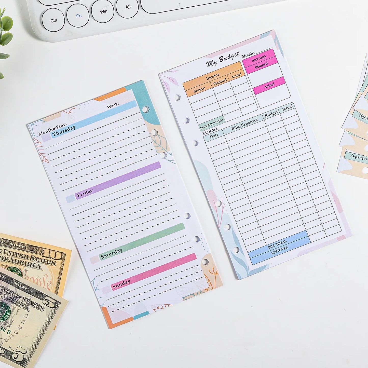 Colourful A6 Loose Leaf Organiser Inserts