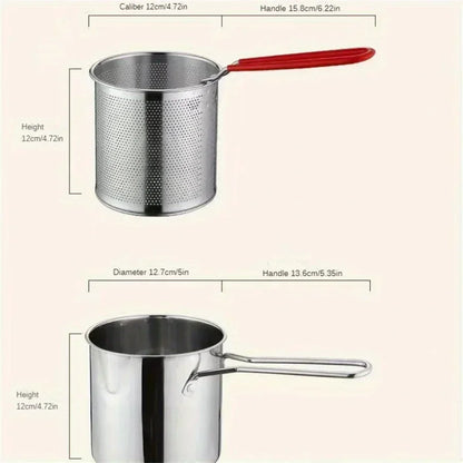 Household Deep Frying Pot with Removable Strainer for Chips & Chicken