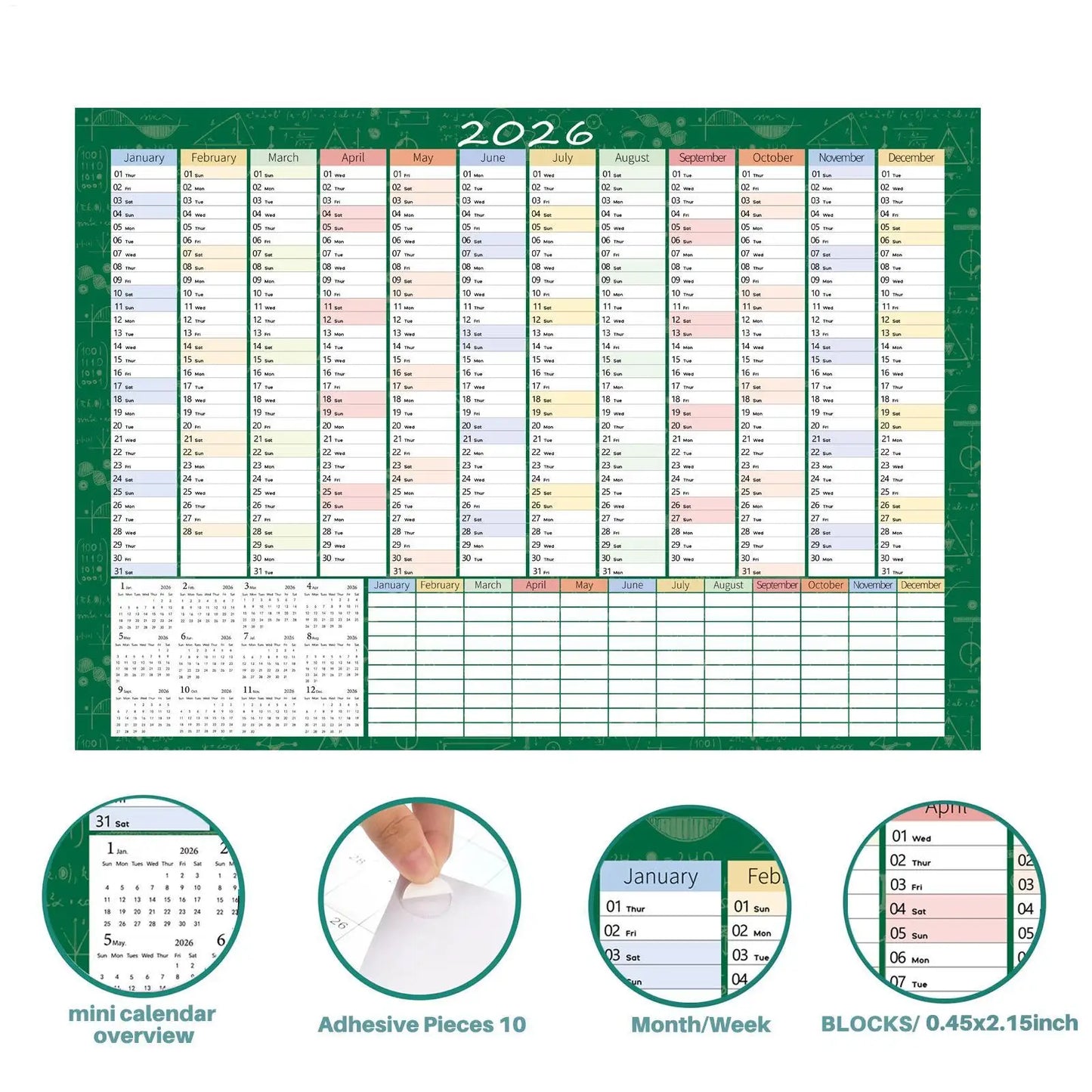 Large Writable Annual Planning Calendar Poster