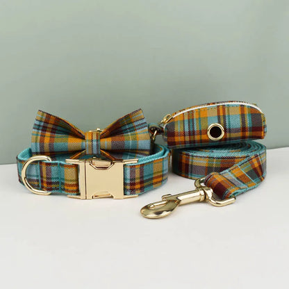 Personalized Plaid Dog Collar, Harness & Leash Set