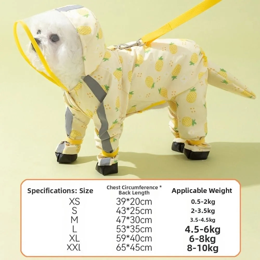 Waterproof Dog Hooded Raincoat with Reflective Design