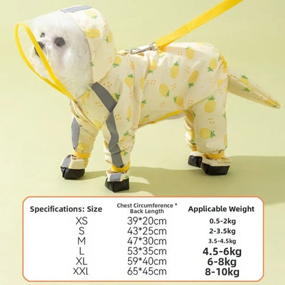 Waterproof Dog Hooded Raincoat with Reflective Design