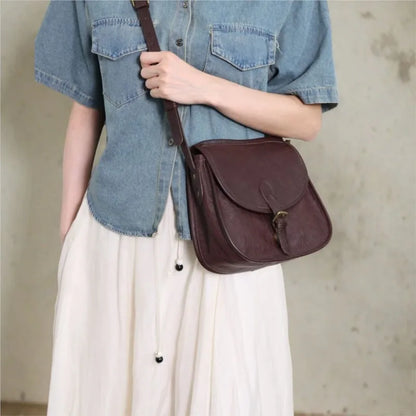 Genuine Leather Retro Saddle Crossbody Bag