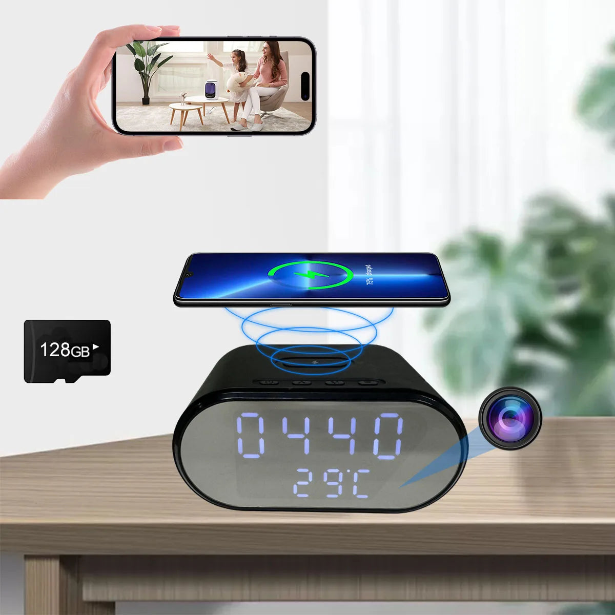 Smart 4K HD WiFi Clock Camera with Motion Detection