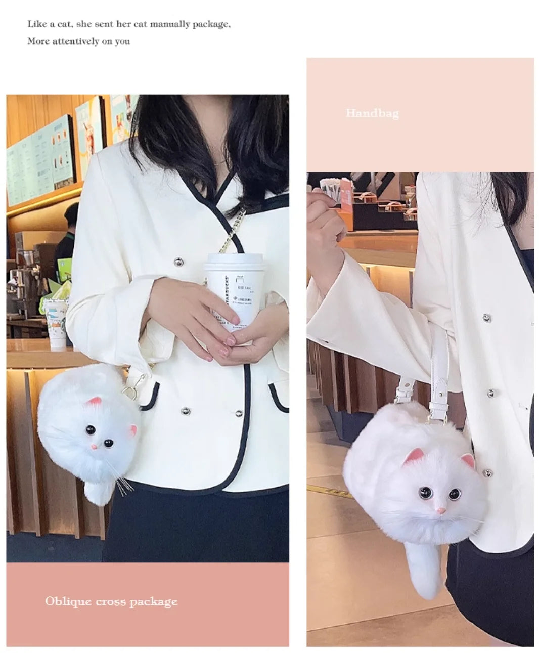 Cute Plush Cat Shoulder Bag