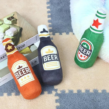 Beer Bottle Plush Squeaky Dog & Cat Toy