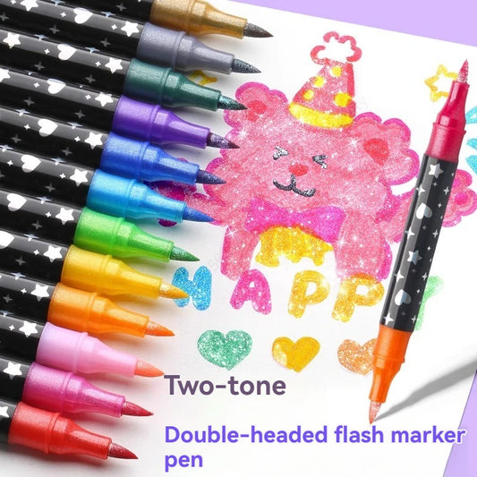 Dual Tip Glitter Metallic Art Marker Set