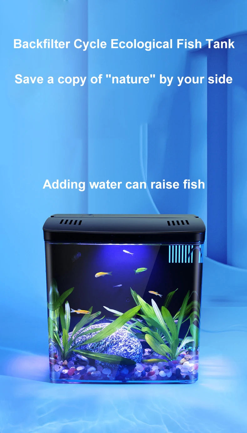 Mini USB Self-Filtering Aquarium with LED Light