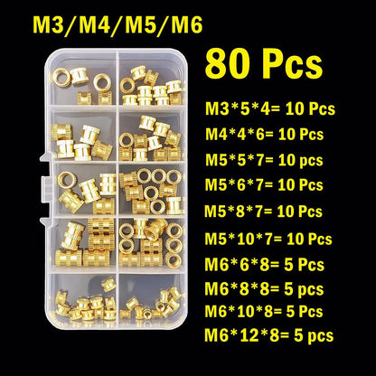 Brass Heat Threaded Insert Nut Assortment