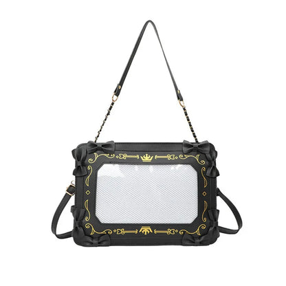 Y2K Bow Ita Bag Transparent Pocket Crossbody Handbag