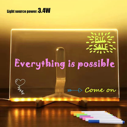 LED Acrylic Message Board with 7 Neon Markers