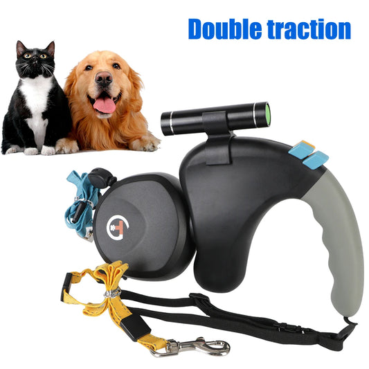 Dual Retractable Dog Leash with LED Light