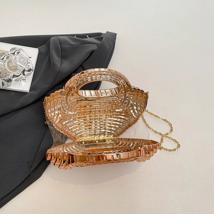 Metallic Acrylic Woven Handbag