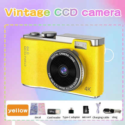4K Digital Camera with 48MP Autofocus & 64GB SD Card
