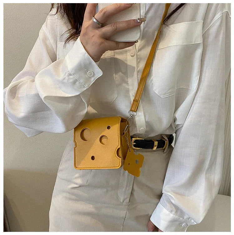 Cheese-Shaped Mini Crossbody Bag for Women