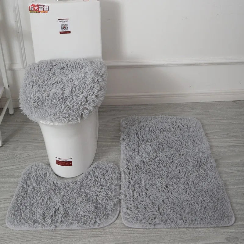 3Pcs Bathroom Set Rug Mat