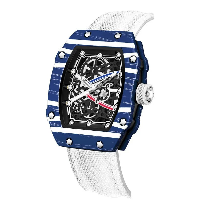 Ultra-Thin Tonneau Men's Nylon Strap Quartz Watch